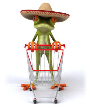 Fun character shopping  - 3D Illustration clipart