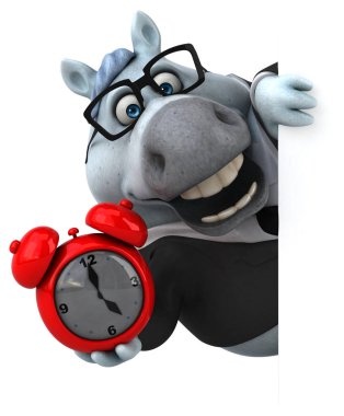 eğlenceli çizgi film karakteri ile çalar saat - 3d çizim