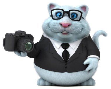 Eğlenceli çizgi film karakteri ile fotoğraf makinesi - 3d çizim