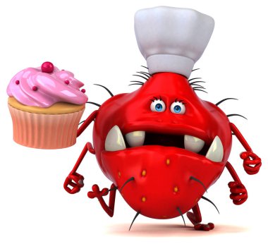 Cupcake - 3d çizim ile eğlenceli çizgi film karakteri