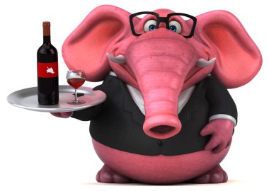 Fun cartoon character with beer - 3D Illustration clipart