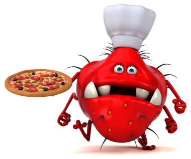 Pizza - 3d çizim ile eğlenceli çizgi film karakteri
