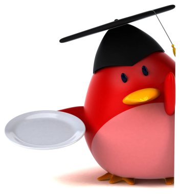 Eğlenceli çizgi film karakteri ile plaka - 3d çizim