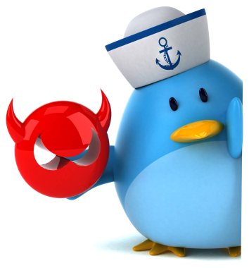 Eğlenceli çizgi film karakteri ile virüs - 3d çizim