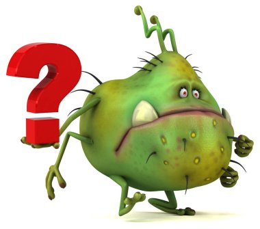 Eğlenceli çizgi film karakteri ile soru - 3d çizim