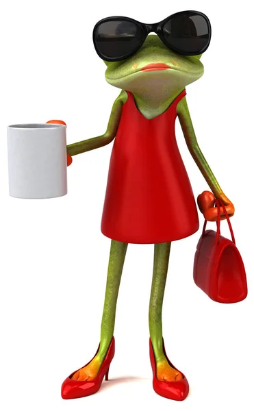 Grenouille Amusante Avec Tasse Illustration — Photo