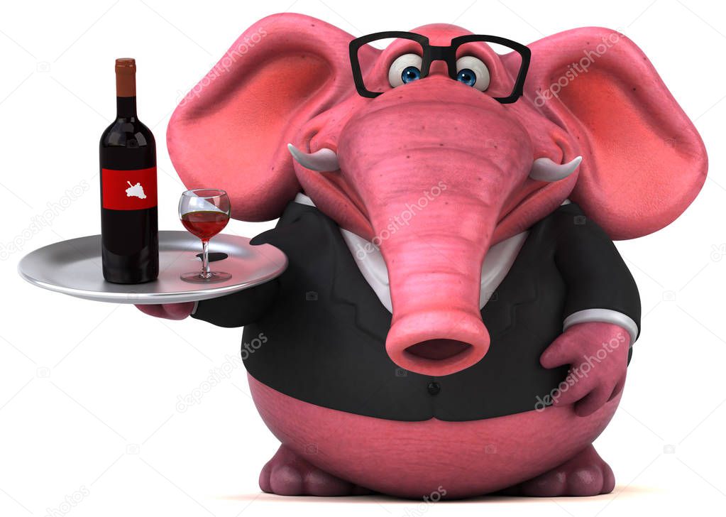 Fun cartoon character with beer - 3D Illustration