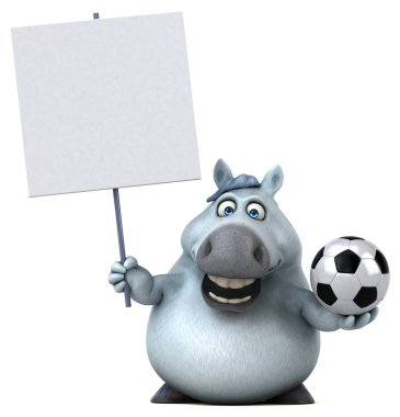 Eğlenceli çizgi film karakteri ile topu - 3d çizim