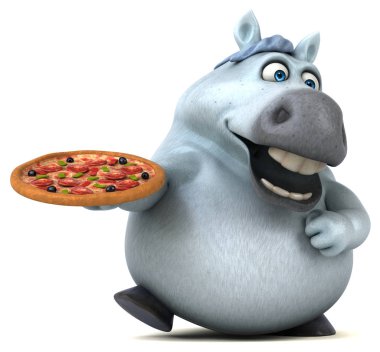 Pizza - 3d çizim ile eğlenceli çizgi film karakteri