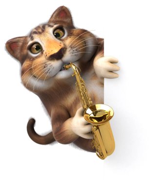 Jazz - 3d illüstrasyon iskambil komik çizgi film karakteri