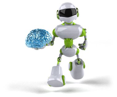 Eğlenceli çizgi film karakteri ile beyin - 3d çizim