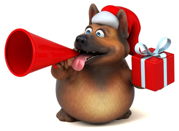 Zábavný Německý Ovčák Klobouku Santa Claus Ilustrace — Stock fotografie