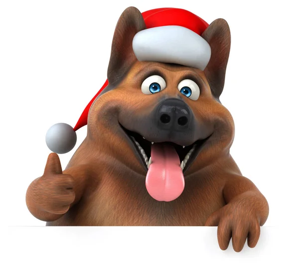 Lustiger Schäferhund Mit Weihnachtsmann Hut Illustration — Stockfoto