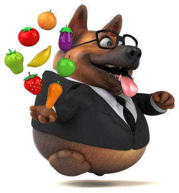 Meyve ve sebze - 3d çizim ile eğlenceli çizgi film karakteri
