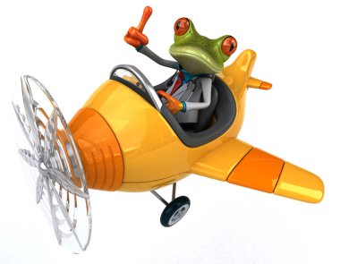 eğlenceli çizgi film karakteri uçakta - 3d çizim
