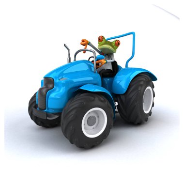 Traktör - 3d çizim eğlenceli çizgi film karakteri