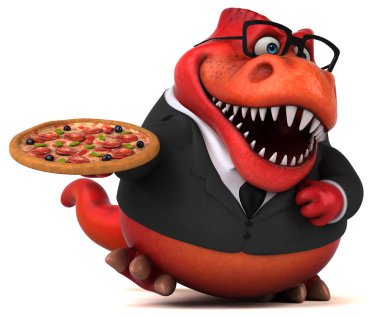 Pizza - 3d çizim ile eğlenceli çizgi film karakteri