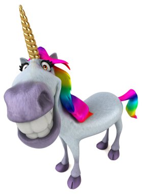 Eğlenceli tek boynuzlu at - 3D İllüstrasyon