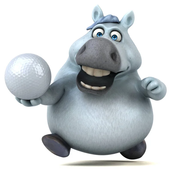 Fun cartoon character with ball   - 3D Illustration