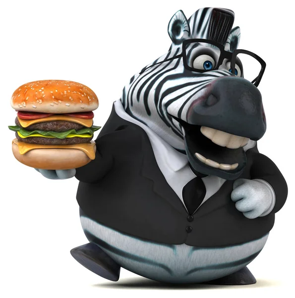 Spaß Cartoon Figur Mit Hamburger Illustration — Stockfoto