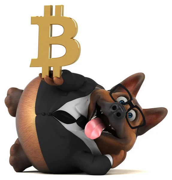 Divertido Personaje Dibujos Animados Con Bitcoin Ilustración —  Fotos de Stock