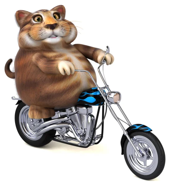 Веселий Мультиплікаційний Персонаж Мотоциклі Illustration — стокове фото