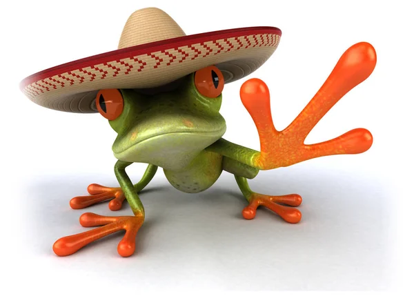 青蛙有趣的角色 3D图解 — 图库照片