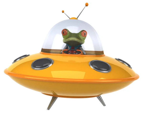 Fun Βάτραχος Στο Διαστημόπλοιο Εικονογράφηση — Φωτογραφία Αρχείου