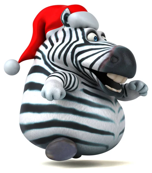 Fun Zebra Santa Klobouku Ilustrace — Stock fotografie