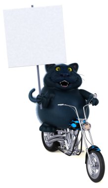 Eğlenceli çizgi film karakteri üzerinde motosiklet - 3d çizim