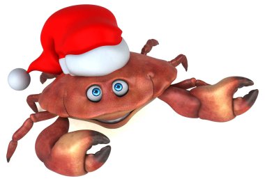 Eğlenceli yengeç Santa şapka - 3d çizim