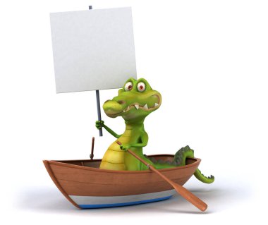 Eğlenceli çizgi film karakteri tekne - 3d çizim