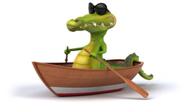 Eğlenceli çizgi film karakteri tekne - 3d çizim