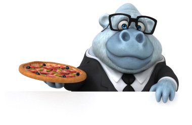 Pizza - 3d çizim ile eğlenceli çizgi film karakteri