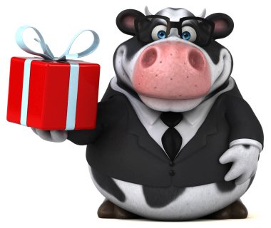 Eğlenceli çizgi film karakteri ile hediye - 3d çizim