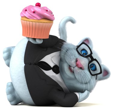 Cupcake - 3d çizim ile eğlenceli çizgi film karakteri