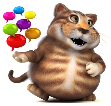 Eğlenceli çizgi film karakteri ile - 3d illüstrasyon kabarcıklar