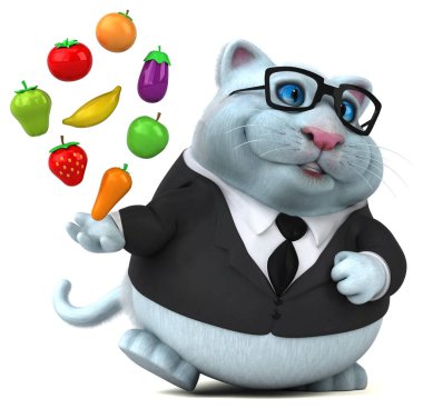 Meyve ve sebze - 3d çizim ile eğlenceli çizgi film karakteri