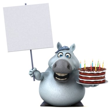 Eğlenceli çizgi film karakteri ile kek - 3d çizim