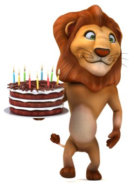 Eğlenceli çizgi film karakteri ile kek - 3d çizim