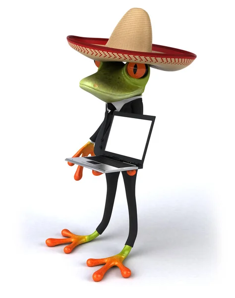 Fun Frog Laptop Illustration — Stock Photo, Image