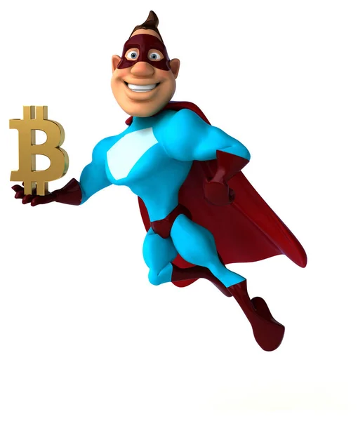 Spaß Cartoon Figur Mit Bitcoin Illustration — Stockfoto