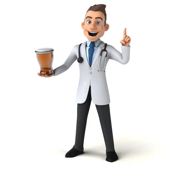 Fun Cartoon Character Beer Illustration — Stock Photo, Image