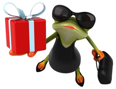 Eğlenceli çizgi film karakteri ile hediye - 3d çizim