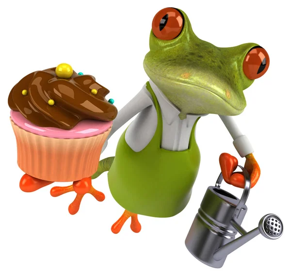 Personagem Divertido Com Cupcake Ilustração — Fotografia de Stock