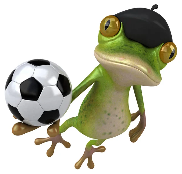 Fun Französischer Frosch Mit Ball Illustration — Stockfoto