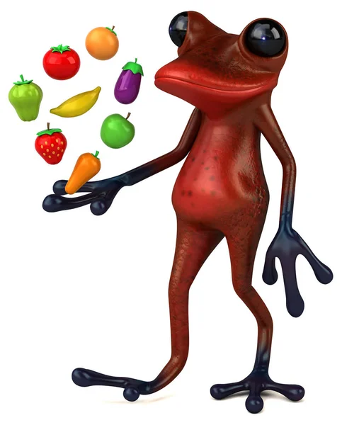 Fun Cartoon Character Fruits Vegetables Illustration — Stock Photo, Image
