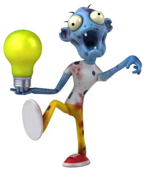 Fun Cartoon Charterer Light Bulb Illustration — Stock Photo, Image