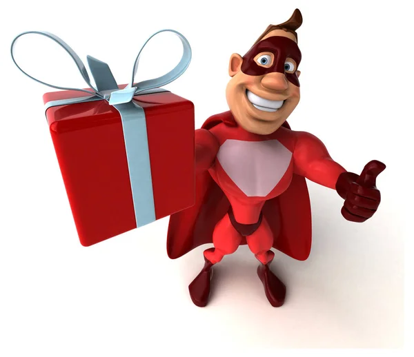 Spaß Cartoon Figur Mit Geschenk Illustration — Stockfoto