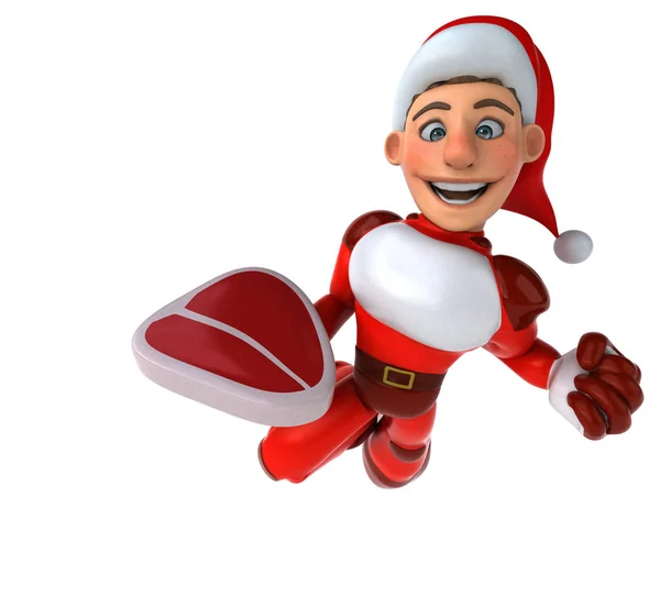 Spaß Super Weihnachtsmann Mit Fleisch Illustration — Stockfoto